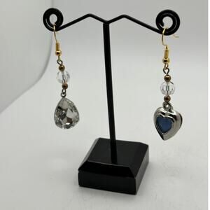 Sliver crystal & heart earrings
